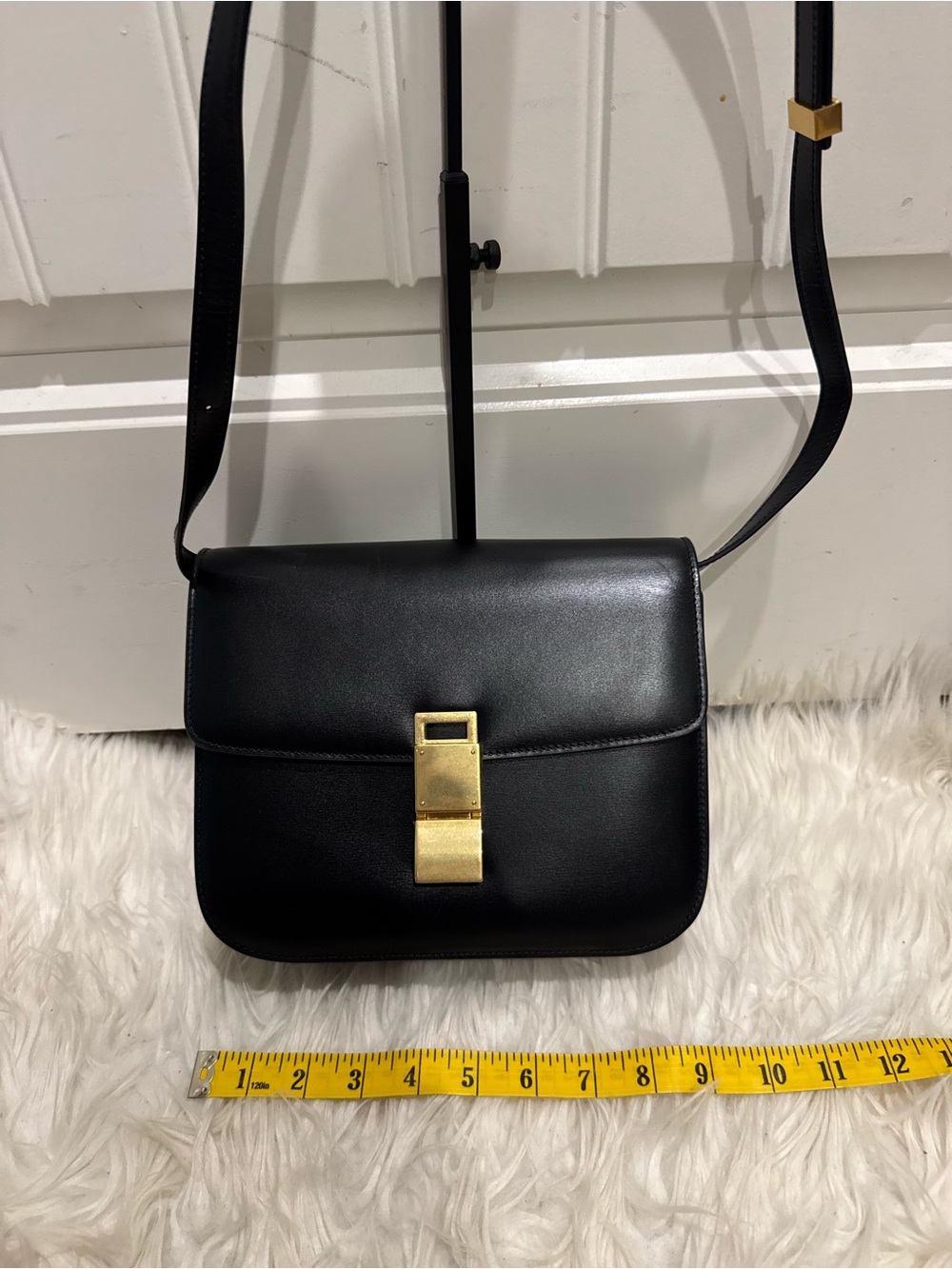 Celine Black Leather Crossbody Bag with Gold Hardware